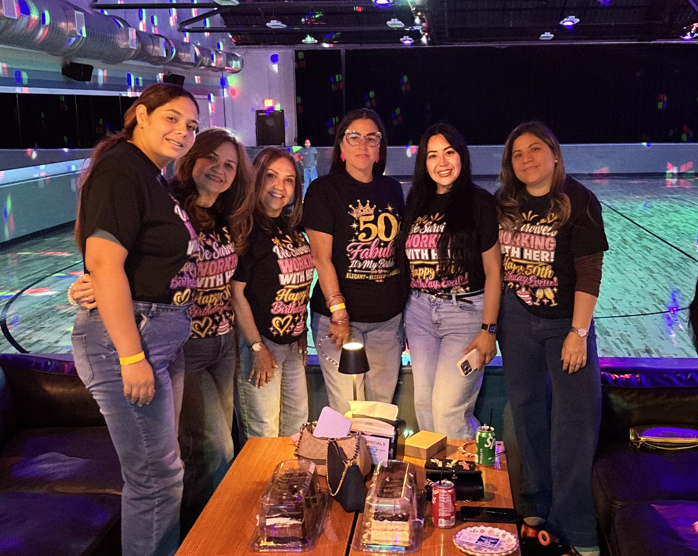 Customers wearing custom 50th birthday shirts